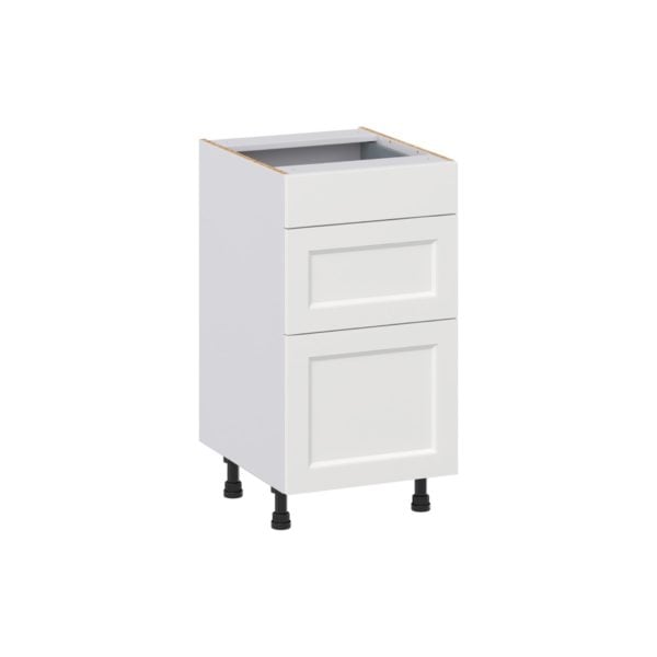 Magnolia Painted Bright White Recessed Assembled 18 in. W x 34.5 in. H x 21 in. D Vanity Drawer Base Cabinet with 3 Drawers