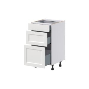 Magnolia Painted Bright White Recessed Assembled 18 in. W x 34.5 in. H x 21 in. D Vanity Drawer Base Cabinet with 3 Drawers