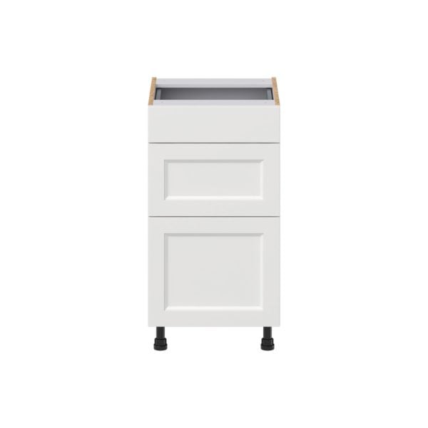 Magnolia Painted Bright White Recessed Assembled 18 in. W x 34.5 in. H x 21 in. D Vanity Drawer Base Cabinet with 3 Drawers