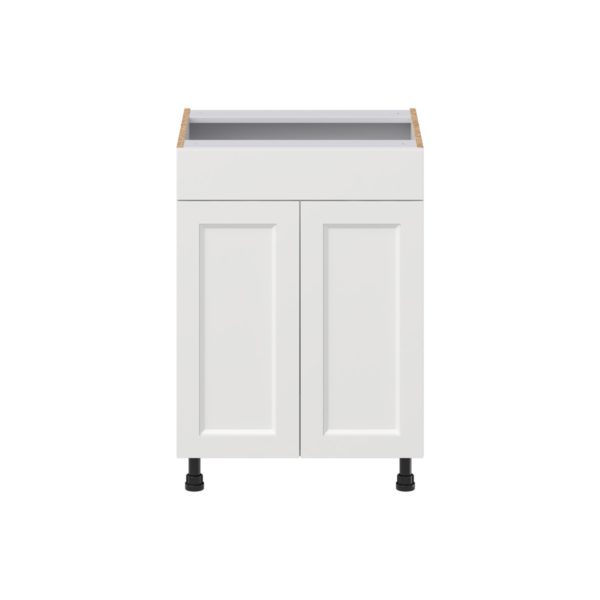 Magnolia Painted Bright White Recessed Assembled 24 in. W x 34.5 in. H x 21 in. D Vanity Sink Base Cabinet with False Front