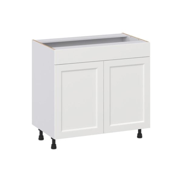 Magnolia Painted Bright White Recessed Assembled 36 in. W x 34.5 in.H x 21 in. D Vanity Sink Base Cabinet with False Front