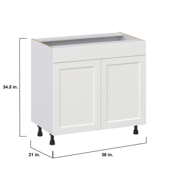 Magnolia Painted Bright White Recessed Assembled 36 in. W x 34.5 in.H x 21 in. D Vanity Sink Base Cabinet with False Front