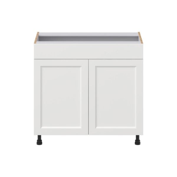 Magnolia Painted Bright White Recessed Assembled 36 in. W x 34.5 in.H x 21 in. D Vanity Sink Base Cabinet with False Front