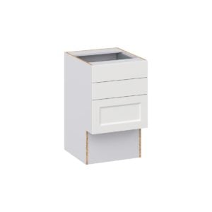 Magnolia Painted Bright White Recessed Assembled 18 in. W x 30 in. H x 21 in. D Vanity ADA Drawer Base Cabinet with 3 Drawers