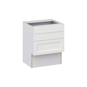 Magnolia Painted Bright White Recessed Assembled 24 in. W x 30 in. H x 21 in. D Vanity ADA Drawer Base Cabinet with 3 Drawers