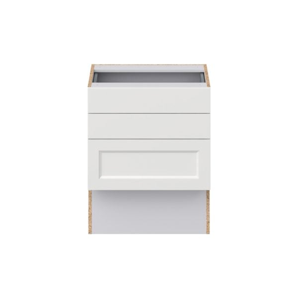 Magnolia Painted Bright White Recessed Assembled 24 in. W x 30 in. H x 21 in. D Vanity ADA Drawer Base Cabinet with 3 Drawers