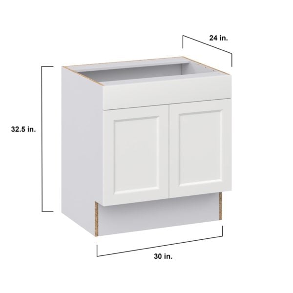 Magnolia Painted Bright White Recessed Assembled 30 in. W x 32.5 in. H x 24 in. D ADA Sink Base With Removable Front Cabinet