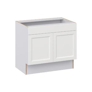 Magnolia Painted Bright White Recessed Assembled 36 in. W x 32.5 in. H x 24 in. D ADA Sink Base With Removable Front Cabinet