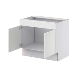 Magnolia Painted Bright White Recessed Assembled 36 in. W x 32.5 in. H x 24 in. D ADA Sink Base With Removable Front Cabinet