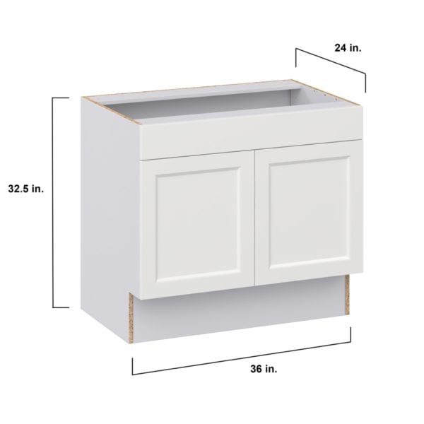 Magnolia Painted Bright White Recessed Assembled 36 in. W x 32.5 in. H x 24 in. D ADA Sink Base With Removable Front Cabinet