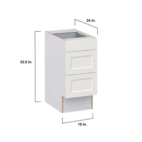 Magnolia Painted Bright White Recessed Assembled 15 in. W x 32.5 in. H x 24 in. D ADA Drawer Base Cabinet with 3 Drawers