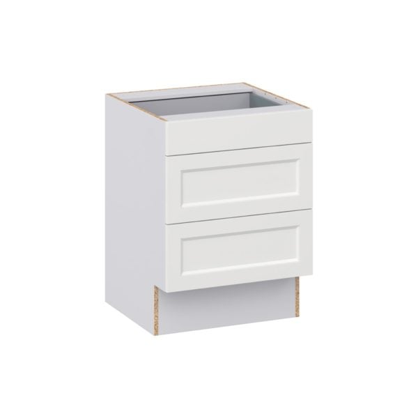 Magnolia Painted Bright White Recessed Assembled 24 in. W x 32.5 in. H x 24 in. D ADA Drawer Base Cabinet with 3 Drawers