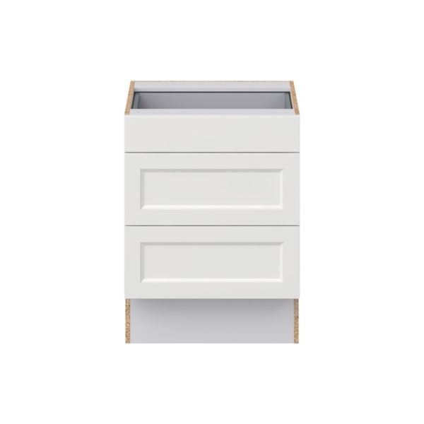 Magnolia Painted Bright White Recessed Assembled 24 in. W x 32.5 in. H x 24 in. D ADA Drawer Base Cabinet with 3 Drawers