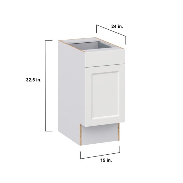 Magnolia Painted Bright White Recessed Assembled 15 in. W x 32.5 in. H x 24 in. D Accessible ADA Base Cabinet with 1 Drawer