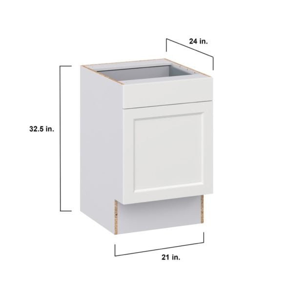 Magnolia Painted Bright White Recessed Assembled 21 in. W x 32.5 in. H x 24 in. D Accessible ADA Base Cabinet with 1 Drawer