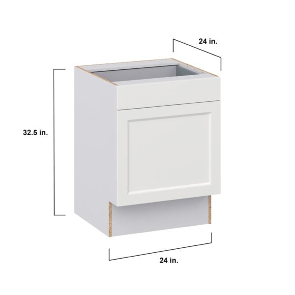 Magnolia Painted Bright White Recessed Assembled 24 in. W x 32.5 in. H x 24 in. D Accessible ADA Base Cabinet with 1 Drawer