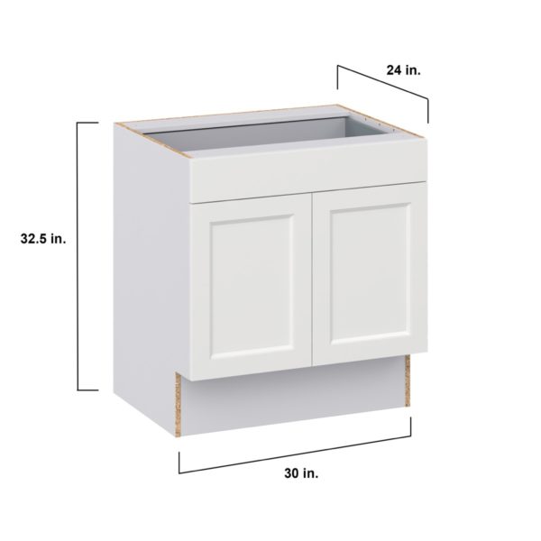 Magnolia Painted Bright White Recessed Assembled 30 in. W x 32.5 in. H x 24 in. D Accessible ADA Base Cabinet with 1 Drawer