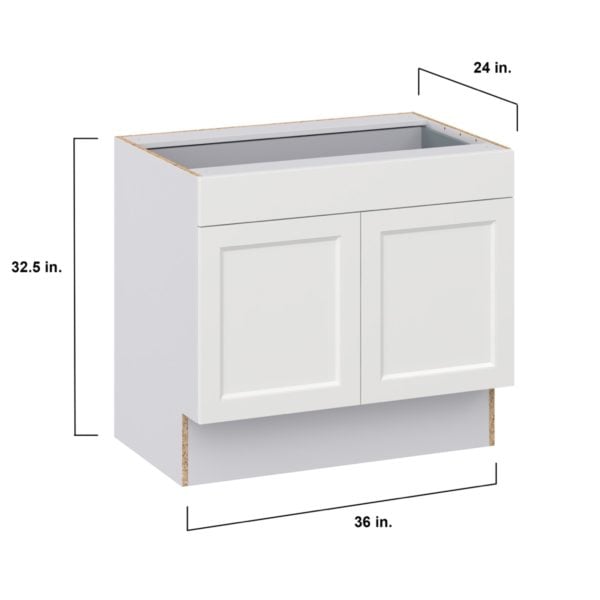 Magnolia Painted Bright White Recessed Assembled 36 in. W x 32.5 in. H x 24 in. D Accessible ADA Base Cabinet with 1 Drawer