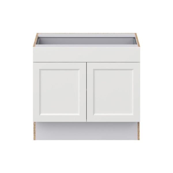 Magnolia Painted Bright White Recessed Assembled 36 in. W x 32.5 in. H x 24 in. D Accessible ADA Base Cabinet with 1 Drawer