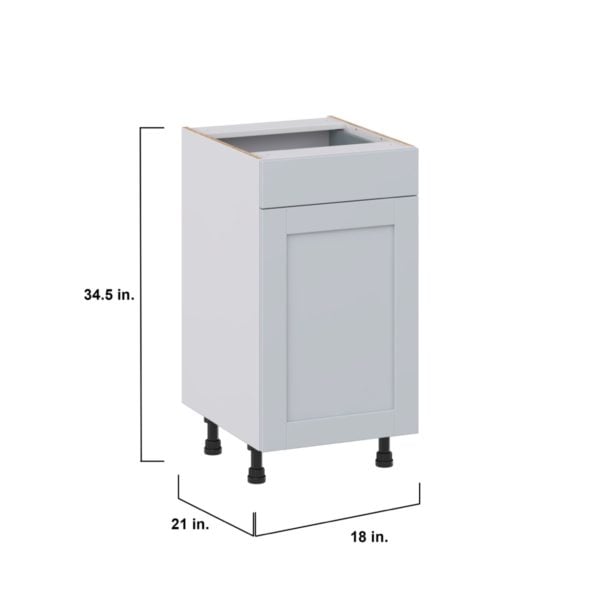 Sea Holly Light Gray Shaker Assembled 18 in. W x 34.5 in. H x 21 in. D Vanity Base Cabinet with 1 Drawer