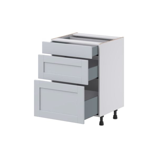 Sea Holly Light Gray Shaker Assembled 24 in. W x 34.5 in. H x 21 in. D Vanity Drawer Base Cabinet with 3 Drawers