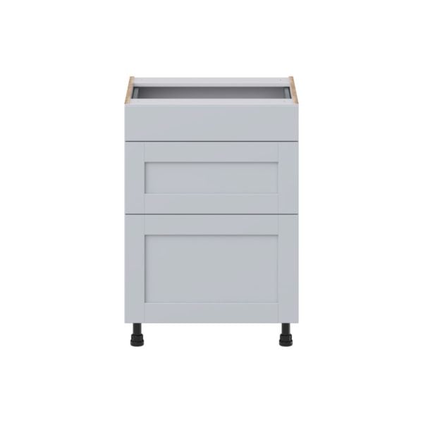 Sea Holly Light Gray Shaker Assembled 24 in. W x 34.5 in. H x 21 in. D Vanity Drawer Base Cabinet with 3 Drawers