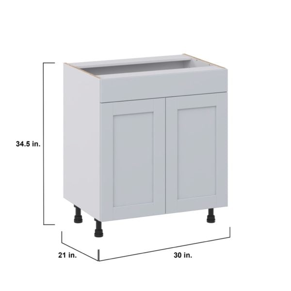 Sea Holly Light Gray Shaker Assembled 30 in. W x 34.5 in. H x 21 in. D Vanity Sink Base Cabinet with False Front