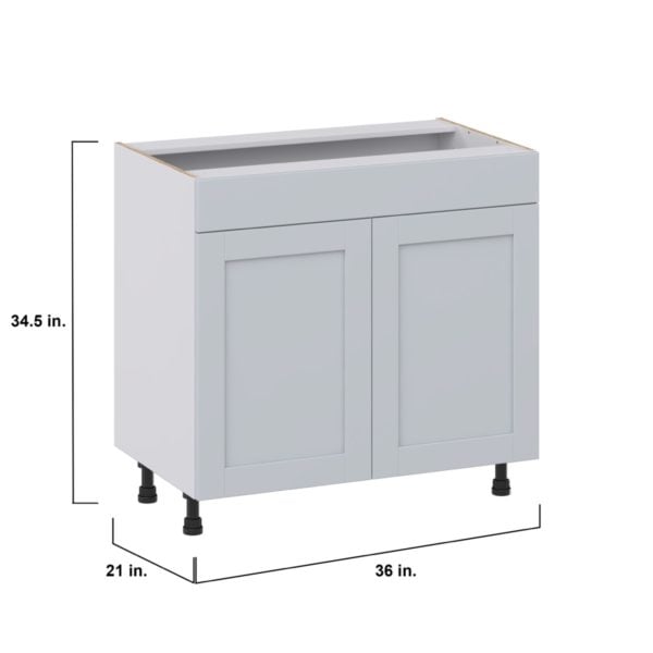 Sea Holly Light Gray Shaker Assembled 36 in. W x 34.5 in.H x 21 in. D Vanity Sink Base Cabinet with False Front