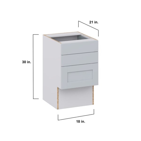 Sea Holly Light Gray Shaker Assembled 18 in. W x 30 in. H x 21 in. D Vanity ADA Drawer Base Cabinet with 3 Drawers