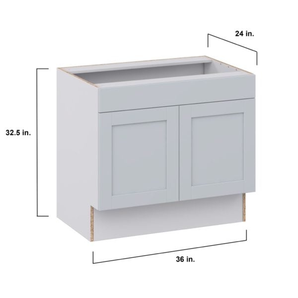 Sea Holly Light Gray Shaker Assembled 36 in. W x 32.5 in. H x 24 in. D ADA Sink Base With Removable Front Cabinet