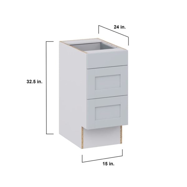 Sea Holly Light Gray Shaker Assembled 15 in. W x 32.5 in. H x 24 in. D ADA Drawer Base Cabinet with 3 Drawers