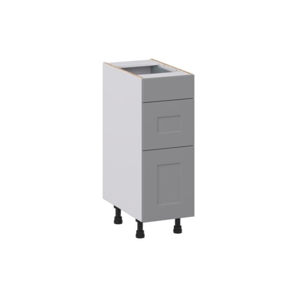 Willow Painted Slate Gray Shaker Assembled 12 in. W x 34.5 in. H x 21 in. D Vanity Drawer Base Cabinet with 3 Drawers