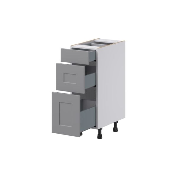 Willow Painted Slate Gray Shaker Assembled 12 in. W x 34.5 in. H x 21 in. D Vanity Drawer Base Cabinet with 3 Drawers