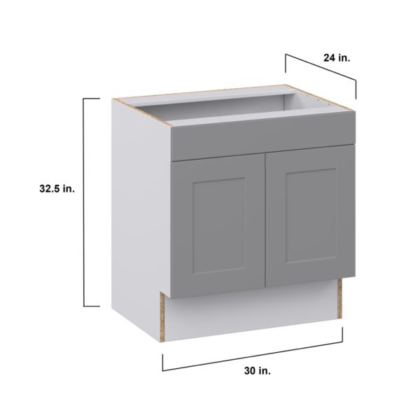 Willow Painted Slate Gray Shaker Assembled 30 in. W x 32.5 in. H x 24 in. D ADA Sink Base With Removable Front Cabinet