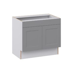 Willow Painted Slate Gray Shaker Assembled 36 in. W x 32.5 in. H x 24 in. D ADA Sink Base With Removable Front Cabinet