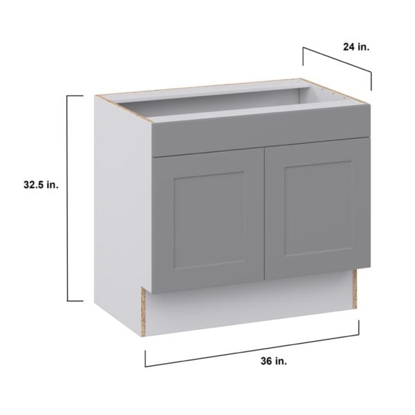 Willow Painted Slate Gray Shaker Assembled 36 in. W x 32.5 in. H x 24 in. D ADA Sink Base With Removable Front Cabinet