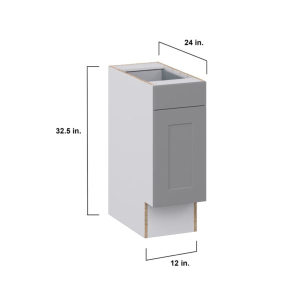 Willow Painted Slate Gray Shaker Assembled 12 in. W x 32.5 in. H x 24 in. D Accessible ADA Base Cabinet with 1 Drawer