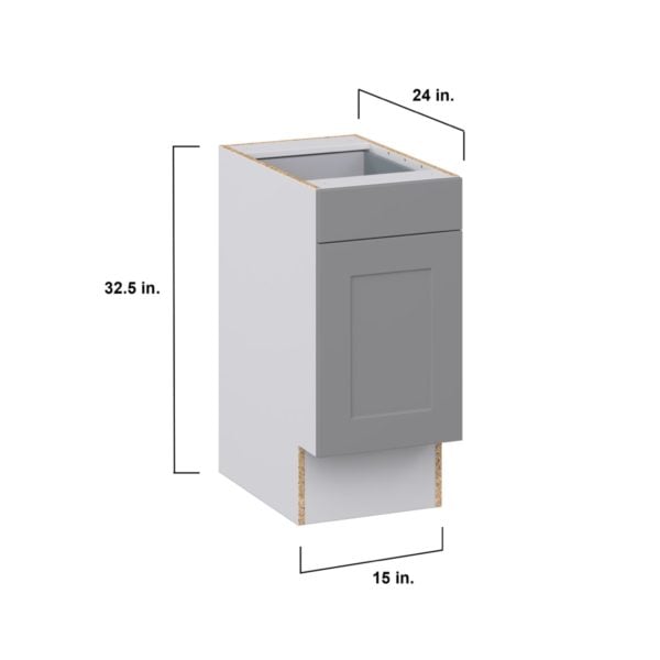 Willow Painted Slate Gray Shaker Assembled 15 in. W x 32.5 in. H x 24 in. D Accessible ADA Base Cabinet with 1 Drawer