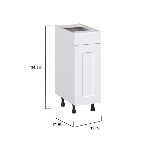 Jasmine Painted Warm White Shaker Assembled 12 in. W x 34.5 in. H x 21 in.D Vanity Base Cabinet with 1 Drawer