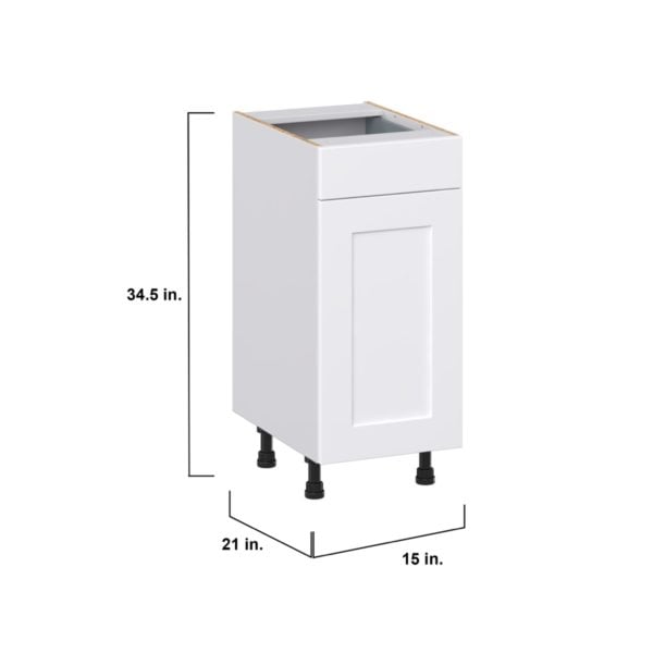 Jasmine Painted Warm White Shaker Assembled 15 in. W x 34.5 in. H x 21 in. D Vanity Base Cabinet with 1 Drawer