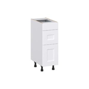 Jasmine Painted Warm White Shaker Assembled 12 in. W x 34.5 in. H x 21 in. D Vanity Drawer Base Cabinet with 3 Drawers