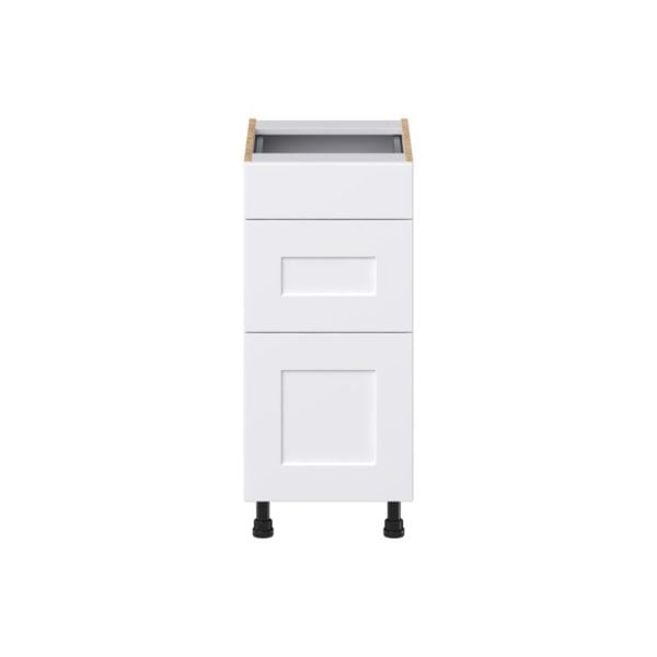 Jasmine Painted Warm White Shaker Assembled 15 in. W x 34.5 in. H x 21 in. D Vanity Drawer Base Cabinet with 3 Drawers