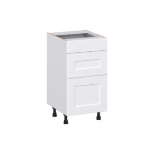 Jasmine Painted Warm White Shaker Assembled 18 in. W x 34.5 in. H x 21 in. D Vanity Drawer Base Cabinet with 3 Drawers