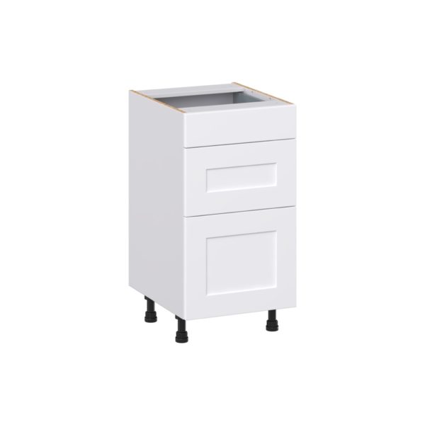 Jasmine Painted Warm White Shaker Assembled 18 in. W x 34.5 in. H x 21 in. D Vanity Drawer Base Cabinet with 3 Drawers