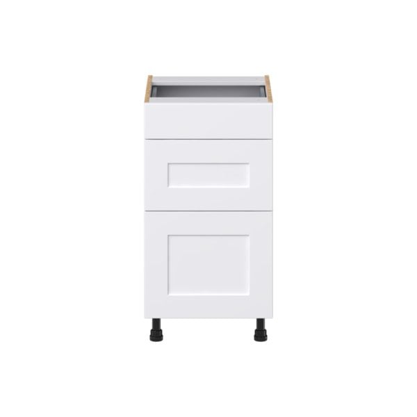 Jasmine Painted Warm White Shaker Assembled 18 in. W x 34.5 in. H x 21 in. D Vanity Drawer Base Cabinet with 3 Drawers