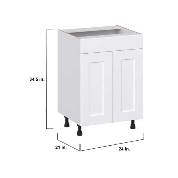 Jasmine Painted Warm White Shaker Assembled 24 in. W x 34.5 in. H x 21 in. D Vanity Sink Base Cabinet with False Front