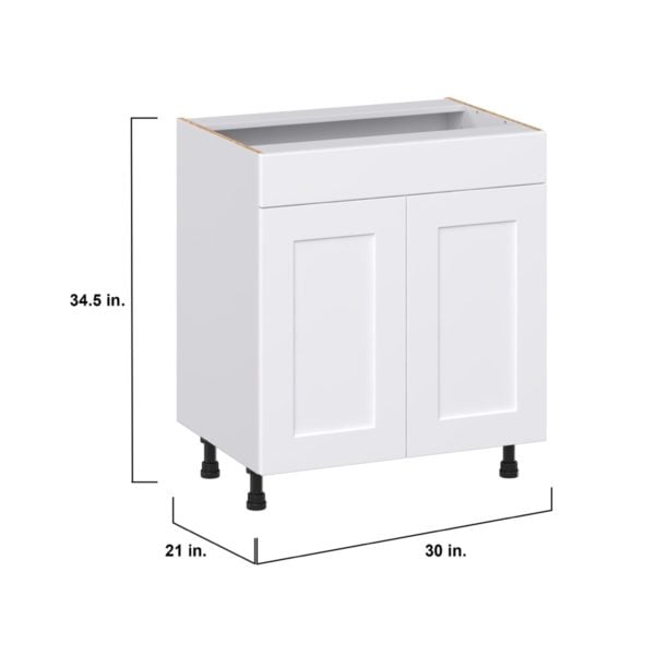 Jasmine Painted Warm White Shaker Assembled 30 in. W x 34.5 in. H x 21 in. D Vanity Sink Base Cabinet with False Front