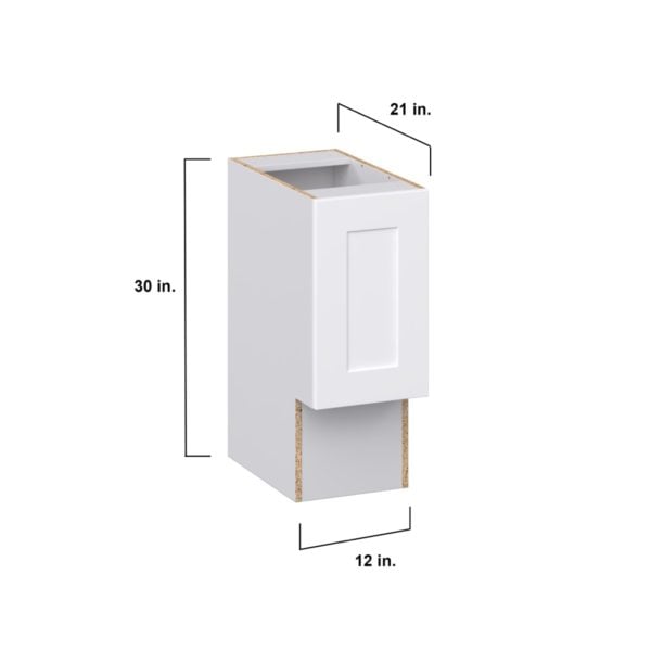 Jasmine Painted Warm White Shaker Assembled 12 in. W x 30 in. H x 21 in. D Accessible ADA Vanity Base Cabinet