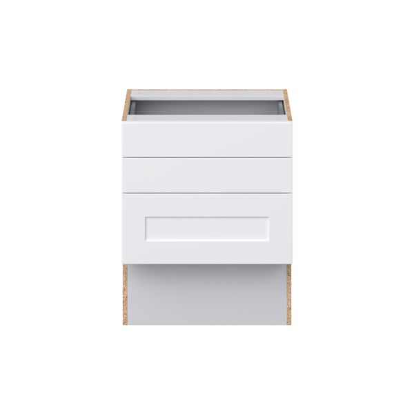 Jasmine Painted Warm White Shaker Assembled 24 in. W x 30 in. H x 21 in. D Vanity ADA Drawer Base Cabinet with 3 Drawers