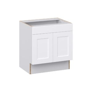 Jasmine Painted Warm White Shaker Assembled 30 in. W x 32.5 in. H x 24 in. D ADA Sink Base With Removable Front Cabinet